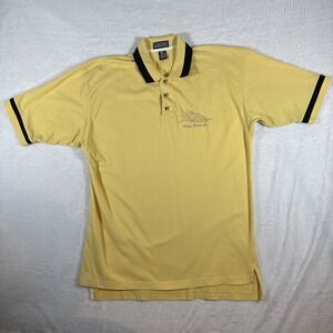 Y2K Made in Egypt 100% Egyptian Cotton Yellow Embroidered Sea Pearls Polo Large